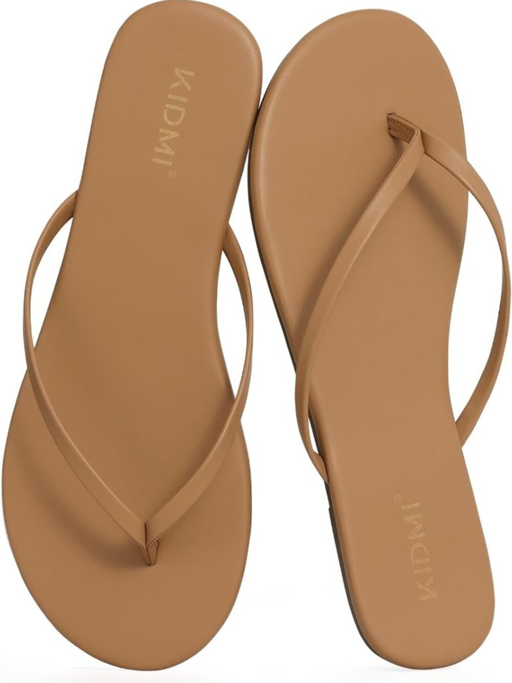 Comfortable Vegan Leather Thong Flip Flops with Memory Foam - Women's Sandals